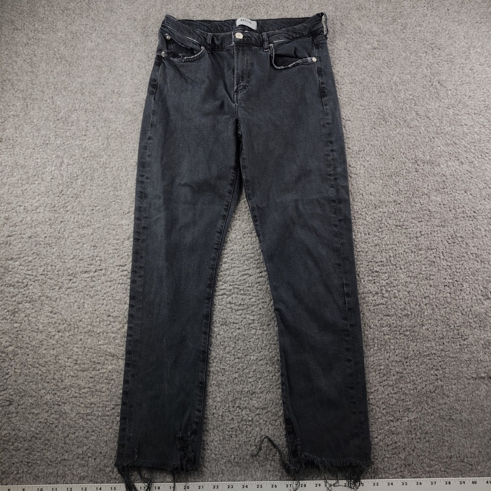 AGOLDE Toni Mid Rise Straight Leg Jeans Washed Black Size 28 Stretch